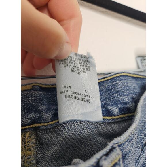 Vintage Levi's Denim Maxi Skirt Fringe Slit Button Pockets Boho Western Country - Picture 6 of 7